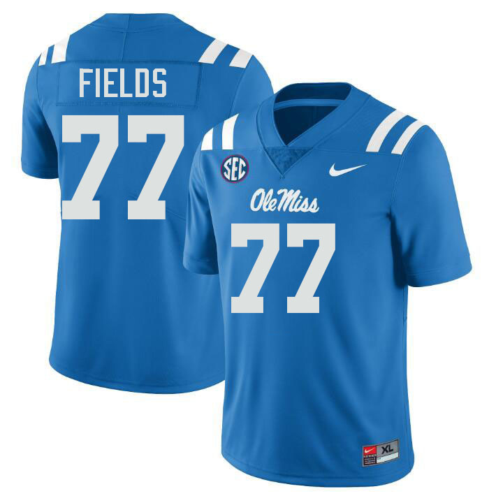Ole Miss Rebels #77 Ethan Fields College Football Jerseys Stitched-Power Blue